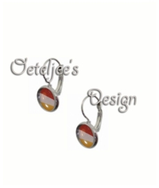 Oorbellen Oeteldonk rood wit geel met cabochon