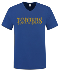 Toppers in Concert t-shirt dames/heren royal blue opdruk "Toppers" met pijltjes goud