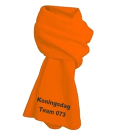 Koningsdag fleece sjaal oranje met geborduurde eigen tekst