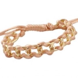 Trendy armband goud metaal Almond cream beige