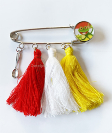 Oeteldonkse kiltspeld met rood wit gele kikker cabochon