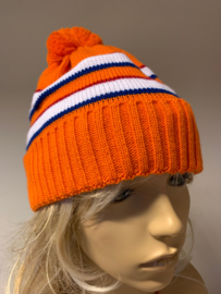 Oranje ijsmuts rood/wit/blauw met pompon (m/v)