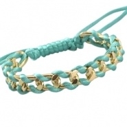 Trendy armbanden goud metaal Turquoise green