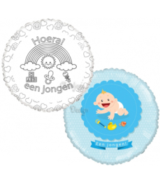 Inkleur ballon geboorte "Hoera een jongen"