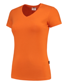 Koningsdag t-shirt dames oranje V-hals hals korte mouw