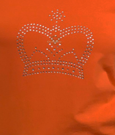 T Shirt Koningsdag dames oranje met strass kroon