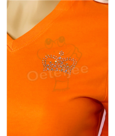 T-shirt Koningsdag dames oranje met strass kroontje