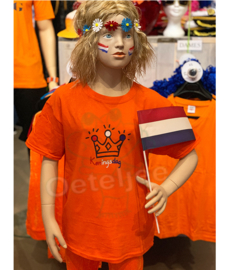 Oranje Koningsdag shirt kind met of zonder opdruk kroon