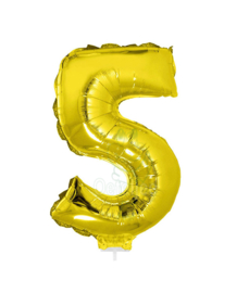Folie ballon goud cijfer 5 (41 cm)