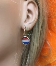 Holland oorbellen hangertje rood wit blauw rond