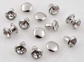 Metalen studs rond met strass