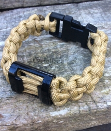 Paracord deluxe armband gold black met bottle opener