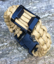 Paracord deluxe armband gold black met bottle opener