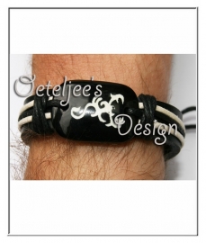 Armband - Leer met stoere afbeelding (verstelbaar)