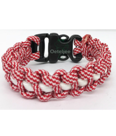 Paracord armband Brabant rood wit geblokt