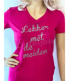 T-shirt dames pink "Lekker met de meiden"
