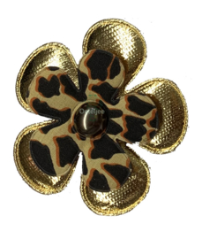 Corsage bloem goud / panterprint