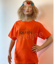 Oranje Koningsdag shirt meisje opdruk Queen