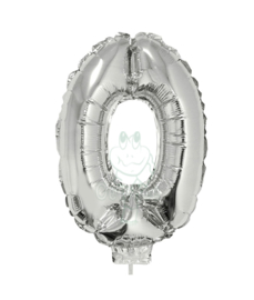 Folie ballon zilver cijfer 0 (41 cm)
