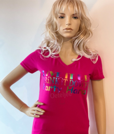 Party t-shirt dames pink Party hard multicolor