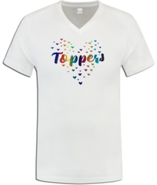 Toppers  in Concert 2024 t-shirt dames wit met bling bling multicolor hartjes