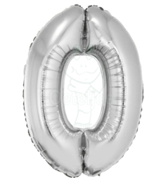 Folie ballon zilver cijfer 0 (80 cm)