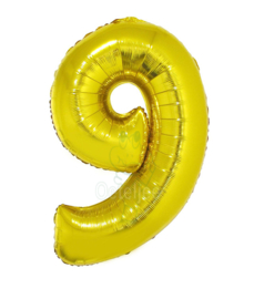 Folie ballon goud cijfer 9 (100 cm)