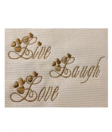 Place-mats naturel met borduring Live Laugh Love