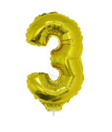 Folie ballon goud cijfer 3 (41 cm)