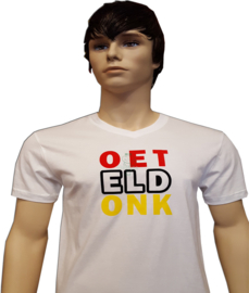 T-shirt V-hals Oeteldonk heren rood, zwart of wit