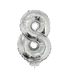 Folie ballon zilver cijfer 8 (41 cm)