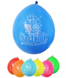 Ballonnen hartelijk gefeliciteerd (8 stuks)