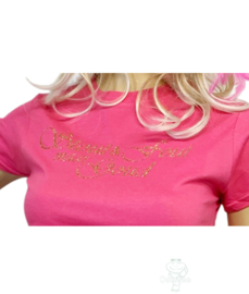 Toppers  in Concert t-shirt dames roze met gouden glittertekst stout & fout maar Goud