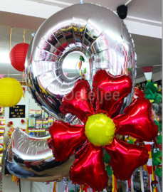 Folie ballon bloem rood