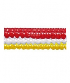 Mini pompomband set rood wit geel