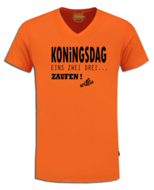 Oranje Koningsdag t-shirt " Eins zwei drei, zaufen !, willie "
