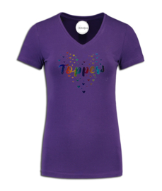 Toppers  in Concert 2024 t-shirt dames paars met bling bling hartjes