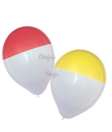 Oeteldonk bicolour ballonnen rood/wit of geel/wit