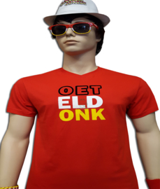 T-shirt V-hals Oeteldonk heren rood, zwart of wit