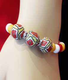 Dames armband Oeteldonk rood wit geel en strass