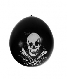 Ballonnen doodshoofd piraat (per 8)