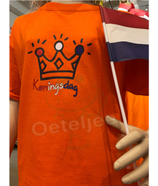 Oranje Koningsdag shirt kind met of zonder opdruk kroon