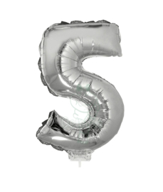 Folie ballon zilver cijfer 5 (41 cm)