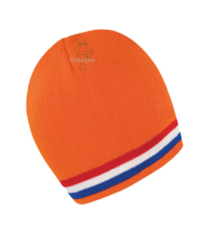 Beanie oranje rood wit blauw