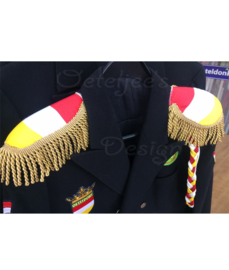 Epauletten luxe  rood wit geel Oeteldonk met goud lurex  franje