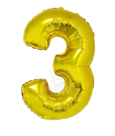 Folie ballon goud cijfer 3 (100 cm)
