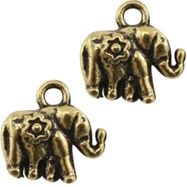Metalen bedel olifant antiek goud