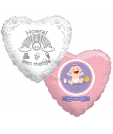 Inkleur ballon geboorte "Hoera een meisje"