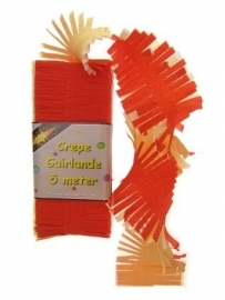 Crepepapier (guirlande) rood wit geel (5 m)