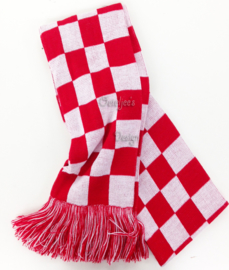 Brabant sjaal / das rood, wit geblokt (180 x 17 cm)